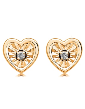 Broqueles De Corazón Jayda De Oro 14 K Diamante