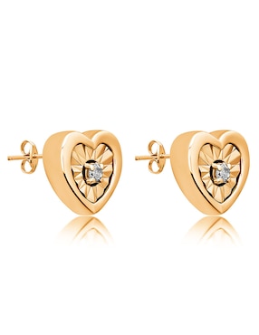 Broqueles de corazón Jayda de oro con acabado brillante diamante
