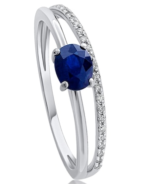 Anillo Jayda 14 k de oro blanco zafiro brillante