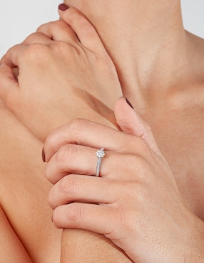 Anillo Jayda 14 k de oro blanco diamante brillante