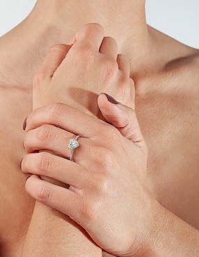 Anillo de corazón Jayda 14 k de oro blanco diamante brillante