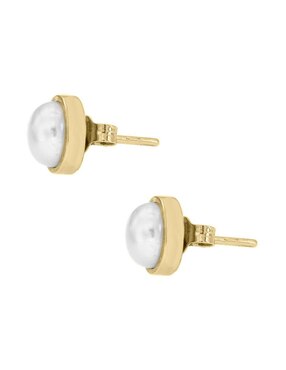 Aretes redondos Fianelli de oro amarillo 14 K con acabado brillante perla