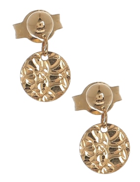 Aretes redondos Unoaerre de oro con acabado martillado