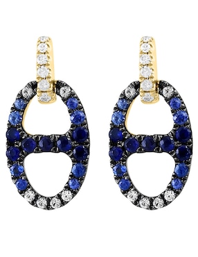 Aretes ovalados Effy Royale Bleu de oro con acabado pavé zafiro y diamante