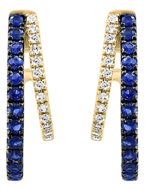 Aretes Effy Royale Bleu de oro con acabado pavé zafiro y diamante