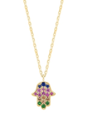 Collar con dije de mano de fátima Effy de oro 14 K