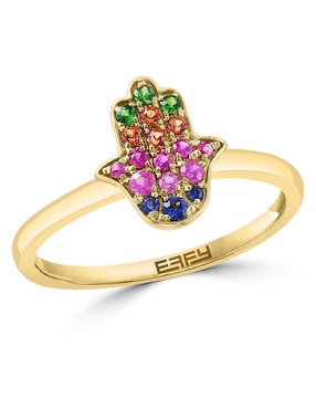 Anillo de mano de fátima Effy 14 k de oro zafiro brillante