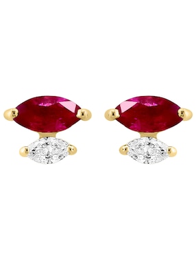 Broqueles Effy Amoré de oro con acabado brillante rubí y diamante