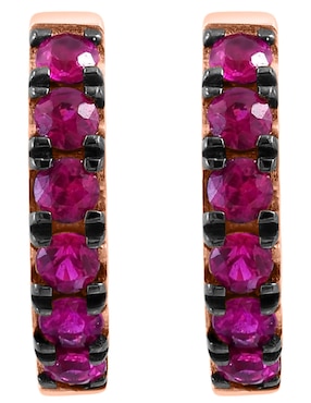 Aretes redondos Effy Amoré de oro con acabado pavé rubí