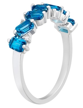 Anillo Riccardo Orsato 14 k de oro blanco topacio azul de londres brillante