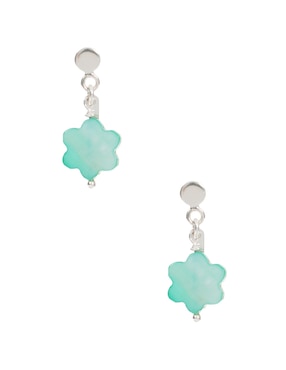 Aretes Cortos De Flor E&N Cherny De Plata P 925 Madre Perla