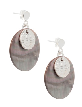Aretes redondos E&N Cherny de plata P 925 con acabado lustre madre perla