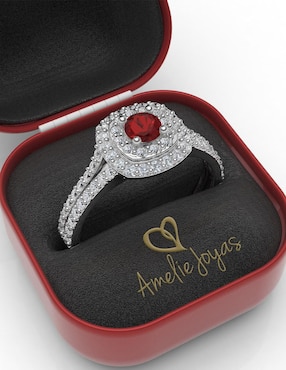 Anillo de compromiso de oro 14 k Amelie Joyas rubí