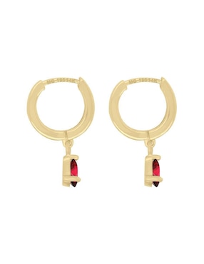 Aretes redondos Fascinare Neil de oro con acabado brillante rubí