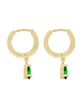 Aretes redondos Fascinare Neil de oro con acabado brillante esmeralda
