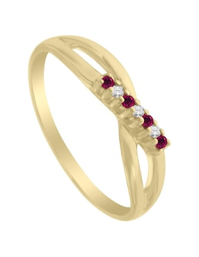 Anillo Fascinare Cata 14 k de oro rubí y diamante pulido