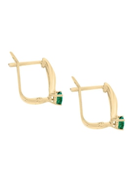 Aretes Fascinare Lunetta de oro con acabado brillante esmeralda y diamante