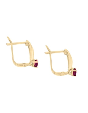 Aretes Fascinare Lunetta de oro con acabado brillante rubí y diamante