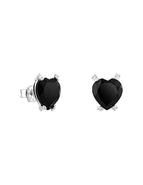 Aretes Cortos De Corazón TOUS Color Pills De Plata P 925 ónix