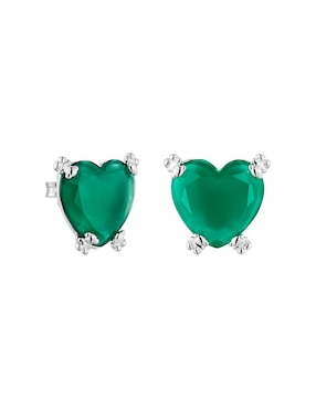 Aretes Cortos De Corazón TOUS Color Pills De Plata P 925 Calcedonia