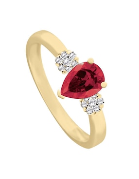 Anillo Fascinare Fancy 14 k de oro rubí y diamante pulido