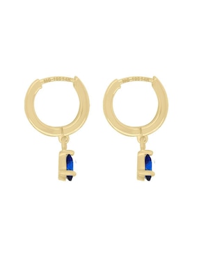 Aretes redondos Fascinare Neil de oro con acabado brillante zafiro