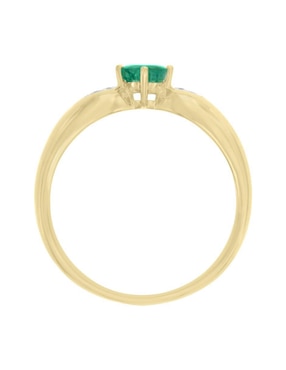 Anillo Fascinare Lunetta 14 k de oro esmeralda y diamante pulido