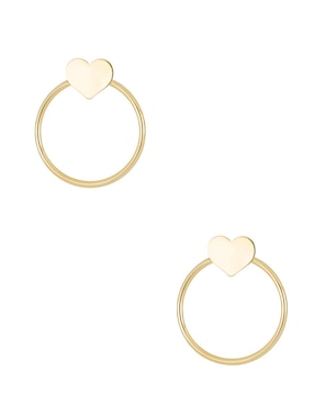 Aretes Cortos Redondos Dinasti De Oro Amarillo 14 K