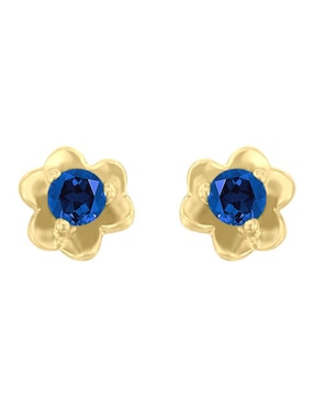 Aretes Corto Fascinare Fleur De Oro 14 K Zafiro