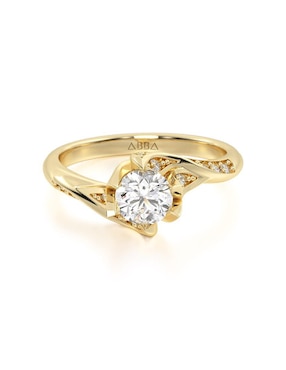 Anillo De Compromiso De Oro 14 K Abba Joyas Zirconia