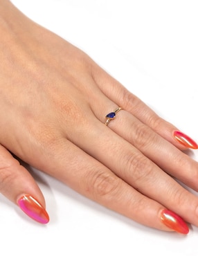 Anillo de pera Ingrata Fortuna Pear 14 k de oro amarillo zafiro pulido