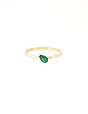 Anillo De Pera Ingrata Fortuna Pear 14 K De Oro Amarillo Esmeralda