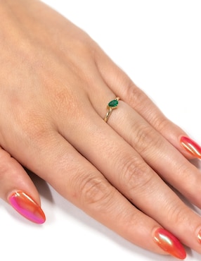 Anillo de pera Ingrata Fortuna Pear 14 k de oro amarillo esmeralda pulido