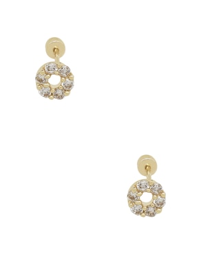 Broqueles redondos D Cadena de oro zirconia