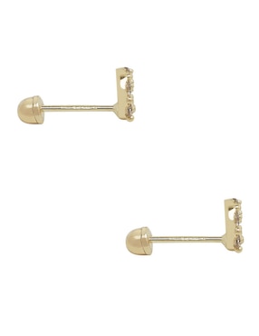 Broqueles redondos D Cadena de oro zirconia