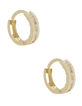 Aretes redondos D Cadena de oro con acabado pavé zirconia