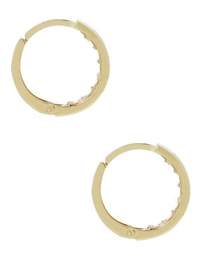 Aretes redondos D Cadena de oro con acabado pavé zirconia