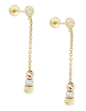 Aretes de esfera D Cadena de oro