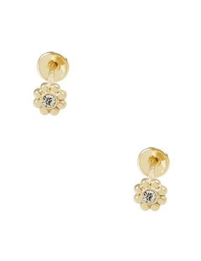 Broqueles de flor D Cadena de oro zirconia