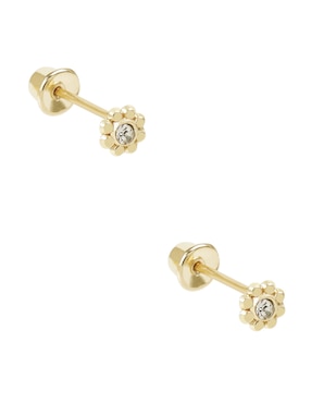 Broqueles de flor D Cadena de oro zirconia