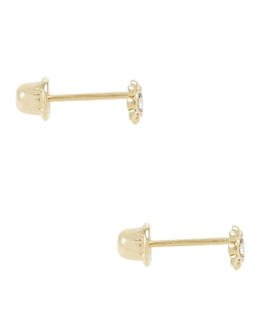Broqueles de flor D Cadena de oro zirconia
