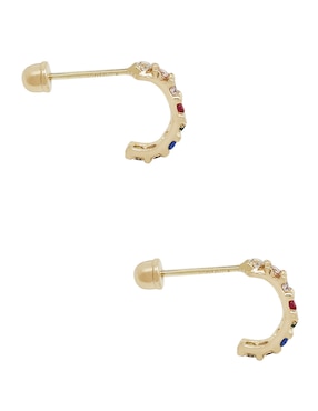 Aretes redondos D Cadena de oro zirconia
