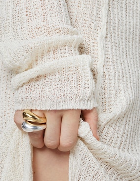 Anillo semicircular Tous Balloon P 925 de plata vermeil brillante