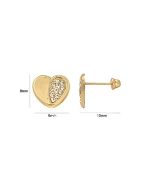 Broqueles de corazón Mancini de oro con acabado brillante zirconia