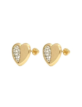 Broqueles de corazón Mancini de oro con acabado brillante zirconia