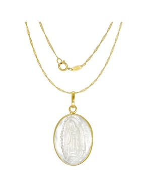 Colgante Y Dije ovalada Roca méxico de oro amarillo 14 K