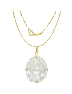 Colgante Y Dije ovalada Roca méxico de oro amarillo 14 K
