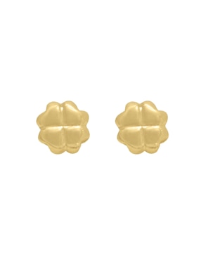 Broqueles De Trébol Roca De Oro 14 K