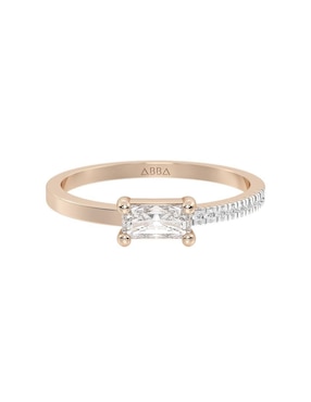 Anillo De Compromiso De Oro 14 K Abba Joyas Zirconia