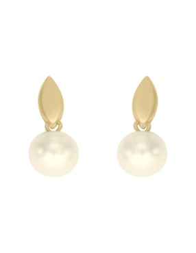 Aretes Cortos Fianelli Teles De Oro 14 K Perla